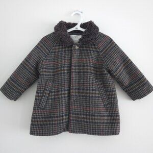 Zara Baby Plaid Wool Blend Coat size 12-18 months
